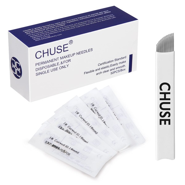 CHUSE A18 Micro Blades Manual Eyebrow Tattoo Needles 50 Pcs/Box Microstroking Permanent Makeup Micro Blades