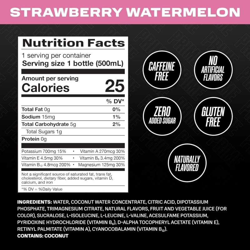 PRIME Hydration - Electrolytes Sports Drink - Strawberry Watermelon, 12