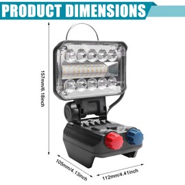 GOMETY Akku Lampe für Makita 18/21V, 48W Kabellose Led Arbeitsleuchte Akku mit 40 Ultrahellen LED-Perlen, Led Strahler Tragbares Werkstatt Baustellen Lampe mit Typ C und USB-Aufladung (Keine Akku)
