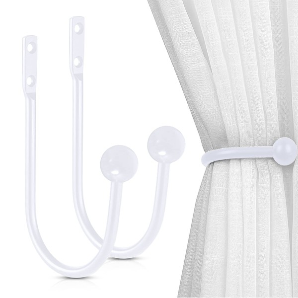 Curtain Tiebacks, 2 Pcs Metal Curtain Hooks, Wall Mounted Curtain