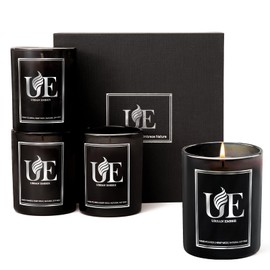 Urban Ember Men’s Aromatherapy Candle Gift Set | 4 Pack 8oz Soy Wax Candles, Long-Lasting for Home | Perfect Birthday & Holiday Gift for Him (Pack of 4, Amber Wood/Oud/Leather/Oak)