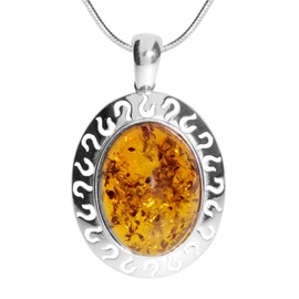 Ostsee-Schmuck Michelle Necklace with Pendant 925/000 Silver Amber, amber, Amber