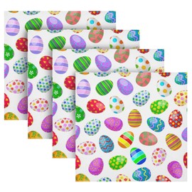 ALAZA Colorful Easter Eggs24 Cloth Napkins Dinner Napkins Set of 4,Reusable Table Napkins Washable Polyester Fabric for Cocktail Party Holiday Wedding Home Decorative