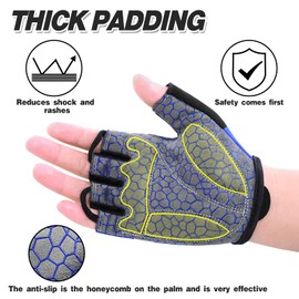 KONVINIT Cycling Gloves Fingerless Rubber Padded Women & Men Gym MTB Breathable Non-Slip Outdoor Sports Gloves by, blue, xxl