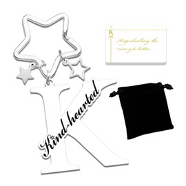 Qunrwe Stainless Steel Initial Letter Keychain,Gifts for Dad Mom from Daughter Son,Inspirational Graduation Birthday Gifts,Keychain for Women Men Friends,Purse Handbags Backpack Car Key Accessories