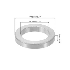 PATIKIL 12 Stück Distanzhülsen M8x12x2mm Aluminium Abstandshalter, Runder Unterlegscheiben Set, Unverzahnte Metallabstandshalter Schrauben Set für Autoteile DIY Reparatur, Silber