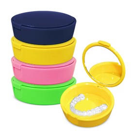 Etenpo Retainer Case with Mirror Pack of 4 Mouthguard Case with Vent Holes Aligner for Bathroom Organization and Travel Portabl 4 Colors