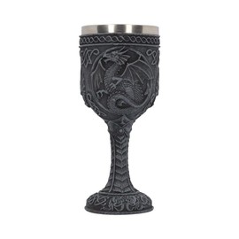 Nemesis Now Black Dragon Goblet, Resin with Stainless Steel Insert, Goblet, 17 cm