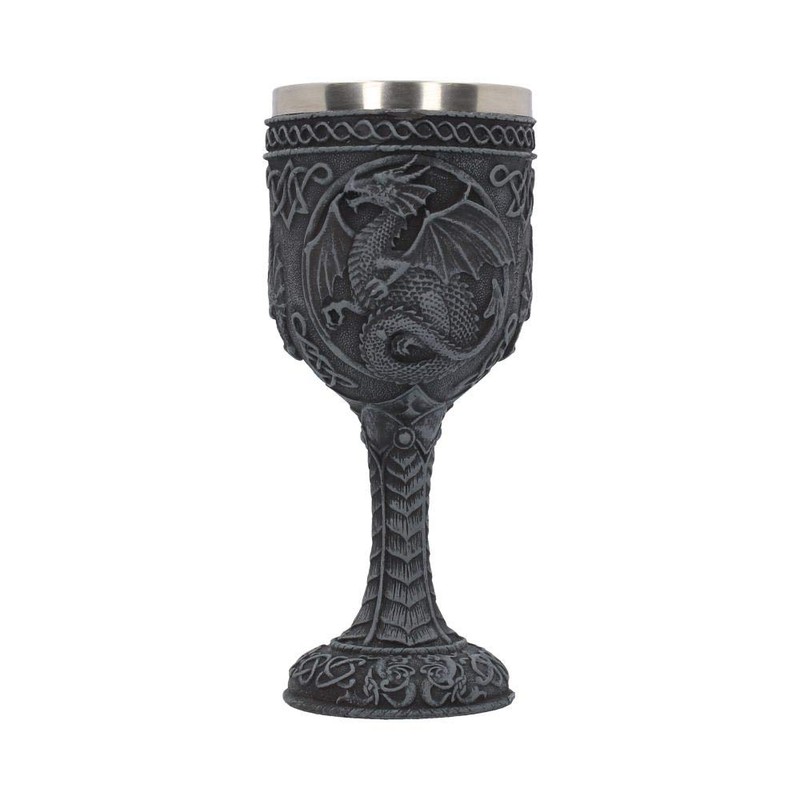 Nemesis Now Black Dragon Goblet, Resin with Stainless Steel Insert,