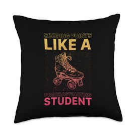 Roller Derby Pads Roller Skates for Adults Skating Girl Roller Derby Player Throw Pillow, 18x18, Multicolor