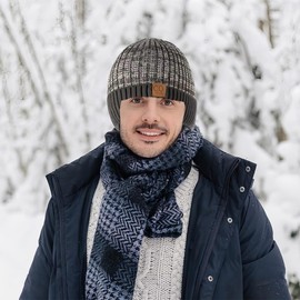 ZEPIQOR Beanie Hat, Men's Winter Warm Unisex Winter Hat, Knitted Hat, Stretchy Soft Wool Hat with Cuffs and Thick Warm Lining, Gift for Girlfriend, Men, Women, Grey