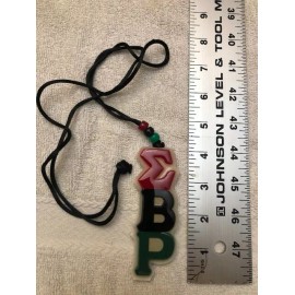 Sigma Beta Rho Stacked Letters Greek Tiki Teekee Necklace Red/Black/Gree