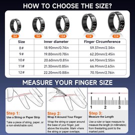 Smart Ring With Screen+Touch Sleep&Fitness Tracking Wearable for Women/Men, Accurate Monitoring of Pedometer, Heart Rate, Blood Oxygen, No subscription required with Charging Case (Silver, #11)