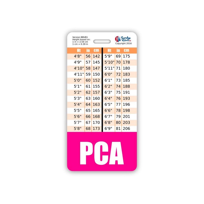PCA Badge Buddy Vertical w/Height & Weight Conversion Charts (Standard,