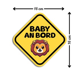 Baby on Board Sticker Car, Baby Lion Diamond Car Sticker 16 x 16 cm, Weatherproof and UV-Resistant Sticker Car, Sticker Baby and Car Baby for Safe Drives with Your Child