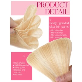 Lacer Sew in Genius Weft Real Human Hair Extensions 22inch One Piece Invisible Weft Hair Extensions Human Hair Dark Ash Blonde Mixed Platinum Blonde Sew in Bundles Human Hair 60g