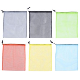 12 Pcs Drawstring Mesh Bags with 6 Colors, 25×30cm Nylon Mesh Storage Bag, Colorful Drawstring Organizer Toy Storage, Mesh Laundry Bags for Sport, Swimming, Beach, Travel, Gym, Camping, Training