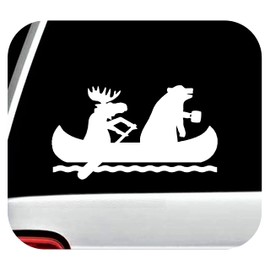 Moose Bear Canoe Camping Decal for Car Window, Camper Trailer