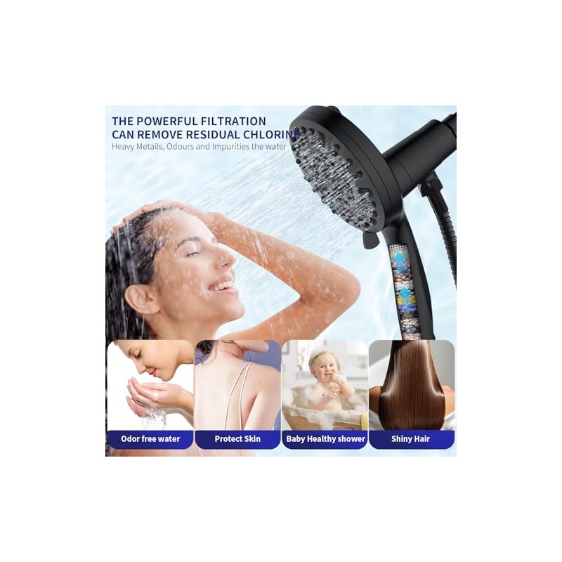 Filtered Shower Head with Handheld - 9 Spray Modes High