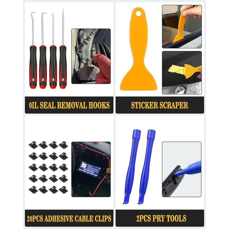 Poraxy Trim Removal Tool,120Pcs Car Panel Door Audio Removal Tool