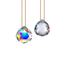 GOLDENHAITAI 2pcs Clear Crystal Ball Prisms 40mm Suncatcher Glass Pendant Rainbow Maker for Window, Garden, Ornament Decoration