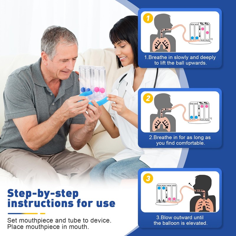 Rierousy Breath Trainer, Lung Trainer, Breathing Trainer with 4 Colourful
