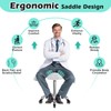 Ergonomic Saddle Stool with wheels - Upgraded Thicker Leather Seat