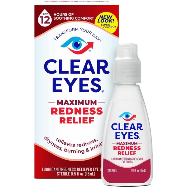 Clear Eyes Maximum Redness Relief Eye Drops - 0.5 oz, Pack of 6