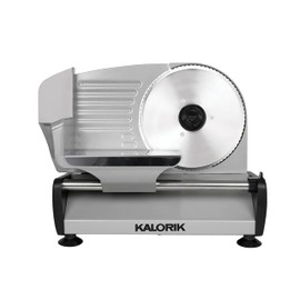 Kalorik Professional Electric Food and Meat Slicer Features Adjustable Thickness Control & Safety Pusher with Thumb Guard, Easy Clean Removable 7.5-Inch Blade, 200-Watts, Silver