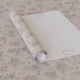 Yancorp 17.3"x118.1" Grey Beige Textured Peel and Stick Flower Wallpaper Self Adhesive Vinyl Removable Decorative Contact Paper for Kitchen Cabinets, Furniture, Bedroom, Bathroom and Walls