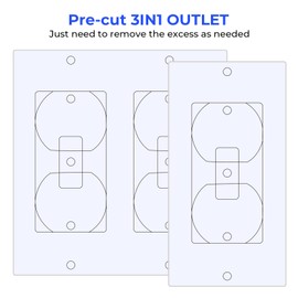 Electric Switch Socket Cover Pads Pre-Punched EVA Foam Rectangle Replacement (White, Single(20Pcs)+Double(10Pcs))