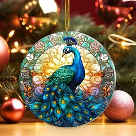 Peacock Christmas Ornaments for Tree 2024 - Peacock Christmas Ornament 2024 - Peacock Gifts Merch for Women Lovers Family Party Home Holiday