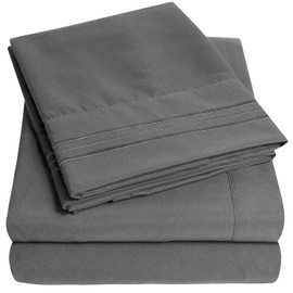 1500 Supreme Collection Extra Deep Pocket Sheets Set - Luxury Soft Bed Sheets, Wrinkle Free, Bedding, Over 40 Colors, 21 inch Extra Deep Pocket, Full, Gray