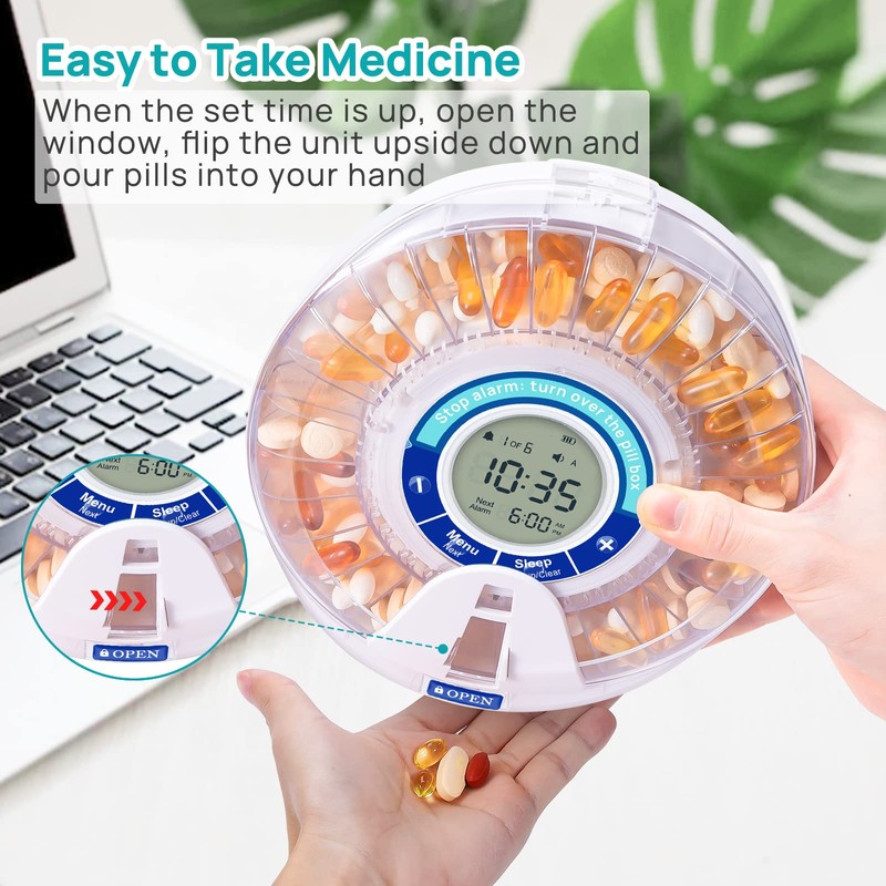 Windtrace Automatic Pill Dispenser for Elderly, Electronic Monthly Pill Organizer