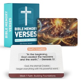 52-Week Beautifully Illustrated Bible Memory Verse Cards (ESV), Weekly Scripture Cards, Bible Study Card for Memorization Meditation Prayer-Perfect for Church Groups Family Table Topics
