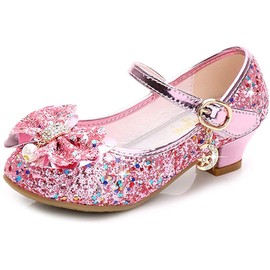 Walofou Flower Girls Pink Girl Shoes Princess Shoes Girls' Flat for Toddler/Little Kid Girls' Shoes/Big Kid (280502 Pink 11)