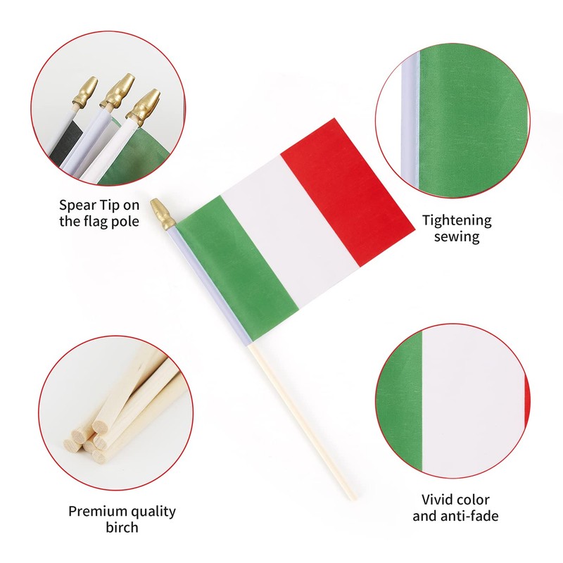 Lebei Small Italy Italian Flag Mini Handheld 4x6 Inch Stick