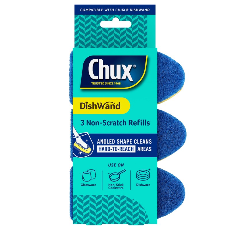 Chux Non-Scratch Dishwand Sponge Scourer Refills (Pack of 3)
