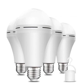 ikaufen (4 Pack Rechargeable Emergency LED Bulb Multi-Function Battery Backup Light Bulb for Power Outage Camping Outdoor Activity 12W 800LM 60W Equivalent Soft White 5000K E26/E27