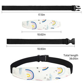 ZHOMA 3 Pcs Baby Head Support for Car Seat, Adjustable Band Strap for Stroller, Soft Neck Relief Slumber Sling for Toddler Infants Children and Kids, Sleep and Travel Protection Headrest Belt-Unicorn2