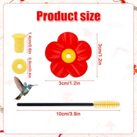 30pcs Hummingbird Feeders Replacement Flowers, PP Colorful Humming Bird Flowers with 2 Cleaning Brush Accessories Parts Bee Guards for Outdoors Hanging Feeders