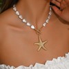 Chunky Gold Starfish Pearl Necklace for Women Gold Large Starfish