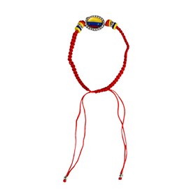 Columbian Colombia Adjustable String Bracelet, Assorted Colors Red Blue Yellow, Flag Emblem