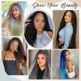 Goddess Box Braids Crochet Hair 1B/30/27 24 Inch Crochet Box Braids for Women Goddess Crochet Braids Pre looped Boho Box Braids Crochet Hair Three Tone Ombre Bohemian Hippie Braids Hair Extension