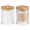 Navaris Cotton Bud Holders - 2 Stackable Clear Plastic Jars