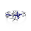 STARCHENIE Sapphire Cross Ring 925 Sterling Silver Christian Fish Ichthus