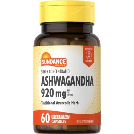 Sundance Ashwagandha Supplement 920mg | 60 Capsules | Super Concentrated | by Sundance