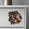 Tea Time Mice Mouse Hole Wall Decal with 3D Effect