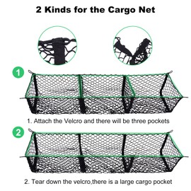 Upgrade Cargo Net Trunk Bed Organizer for Ford/Dodge/GMC/Chevy Silverado/Toyota/Nissan/Honda/Lincoln and Pickup Truck, 59" Longer Mesh Storage Net Heavy Duty Cargo Net with 3 Detachable Pocket