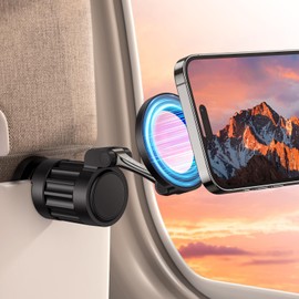 OMOTON 360°Rotating Magnetic Airplane Phone Holder Mount, for Magsafe Airplane Travel Essentials Accessories, Foldable Universal Handsfree Phone Stand for iPhone 16/15/14/13/12 Pro Max/Magsafe Case